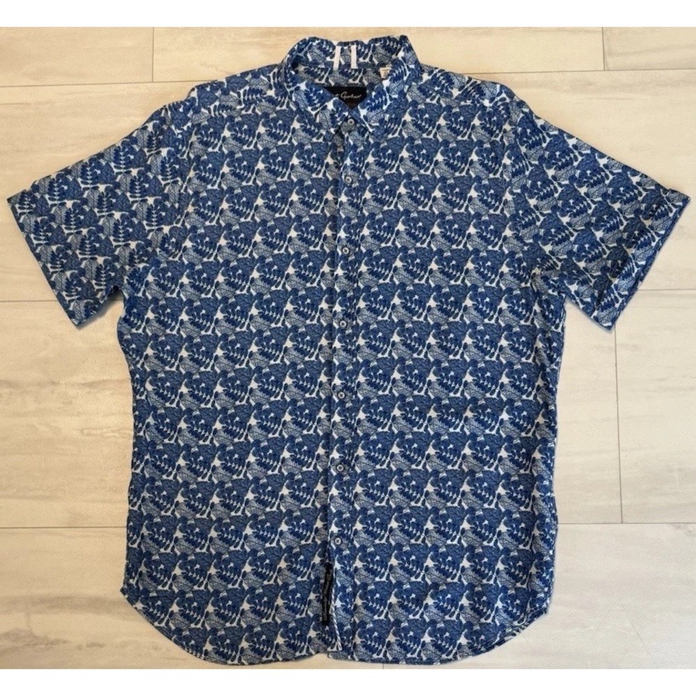 Robert Graham Modern Americana Botanical Shirt Mens Size  XL Short Sleeve Button